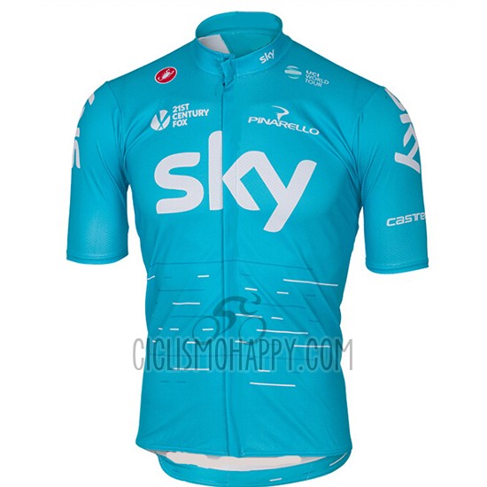 Sky Cycling Jersey Bib Short 2017 Short Sleeve Blue